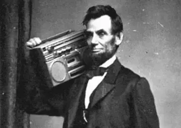 Abraham Lincoln met een boombox
