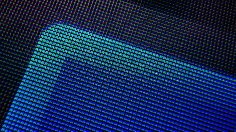 Blauwe pixels op een scherm